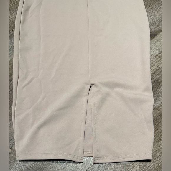 Light Tan bodycon high neck dress - Picture 5 of 9